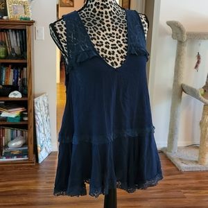 Intimately Free People M dark teal lacey tank top